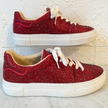 Betsey Johnson Sidny Red Rhinestone Platform Sneakers Glam Sparkle - Wom... - $66.73 CAD