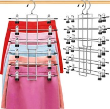 Organization and Storage Skirt Pants Hangers Space Saving,3 Pack 6 Tier Closet - £7.80 GBP