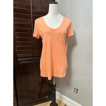 Caslon Womens T-Shirt Solid Orange Short Sleeve Scoop Neck Single Pocket S New - £12.52 GBP