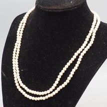 White &amp; Tan Stone Bead Double Strand Necklace Costume Jewelry 1980&#39;s - £35.54 GBP