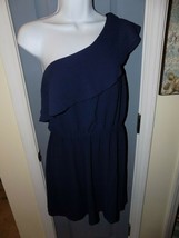 Charlotte Russe Off Shoulder Short Dress Navy Blue Size L Women&#39;s EUC HTF - £24.85 GBP