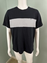 NWT Men&#39;s Michael Kors Black/White Striped S/S Tee Shirt Sz Large - $29.69
