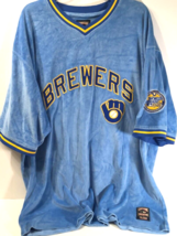 Milwaukee Brewers &#39;82 Ws Champs Carl Banks Cooperstown Vtg Blue Velour Shirt 3XL - £115.45 GBP