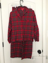 2 Pc Family PJs by Macy&#39;s Women&#39;s Red Flannel Pajama Pant Set Outfit Size Small - £35.75 GBP