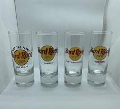 Lot of 4 Hard Rock Cafe 4&quot; Shot Glasses Las Vegas, Nashville, Pittsburgh... - $9.41