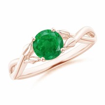 ANGARA Nature Inspired Emerald Crossover Ring with Leaf Motifs - £904.05 GBP