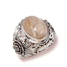 Rutilated Quartz Gemstone 925 Silver Overlay Handmade Statement Ring US-7.5 - £9.54 GBP