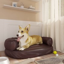 Ergonomic Foam Dog Bed Brown 60x42 cm Faux Leather - £19.84 GBP