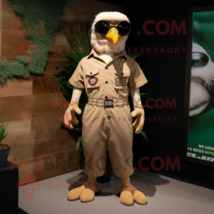 Tan Bald Eagle mascot costume character dressed with a Dungarees and Sunglasses - £948.58 GBP