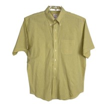 Brooks Brothers Mens Shirt Button Up Size Large Yellow Blue Plaid Short ... - $25.28