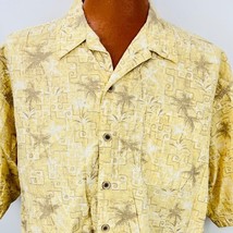 Vintage OP Sport Hawaiian Aloha XL Shirt Palm Trees Geometric Yellow Tropical - £32.05 GBP