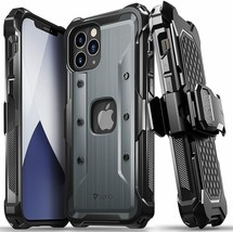 For iPhone 12 Pro Max Case Military Grade Drop Protection w/Belt Clip Space Gray - £37.99 GBP