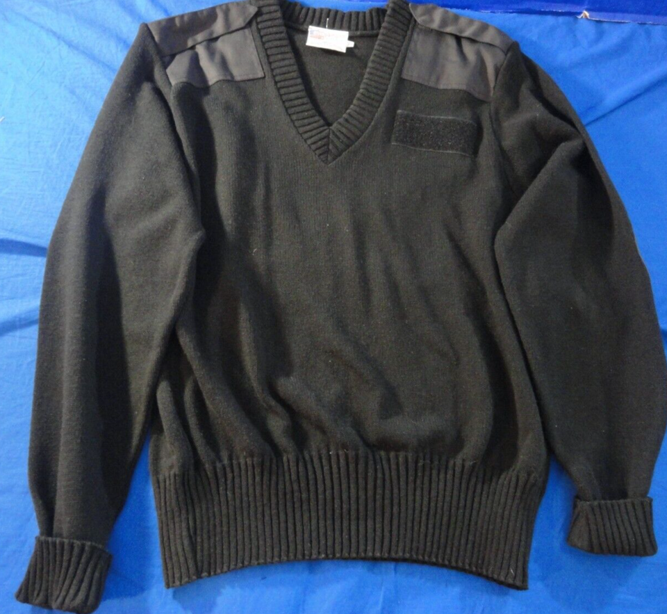 JACK YOUNG V NECK NAVY USN UNIFORM BLACK ACRYLIC COMMANDO PULLOVER SWEAT... - $35.18