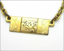 G LE F Initial TIE CLASP MEN&#39;S Vintage Chain SWANKPLATE Goldtone Swank  - £16.34 GBP