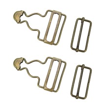 2 Pairs Overall Buckles Metal Suspender Replacement Antique Metal Adjust... - £9.58 GBP