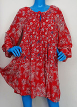 Free People Lucky Loosey Floral Boho Festival Mini Dress M 8 10 Long Sle... - $39.59