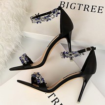 BIGTREE Shoes Open Toe Rhinestones Sandals Women New Designer Sexy High Heels Sa - £40.67 GBP