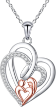 Mother&#39;s Day Gifts for Mom from Daughter Son, 925 Sterling Silver Heart Necklace - £38.86 GBP
