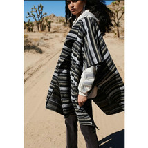 New FREE PEOPLE X Jackson Stripe Oversized Poncho $148 ONESIZE Black - $70.20