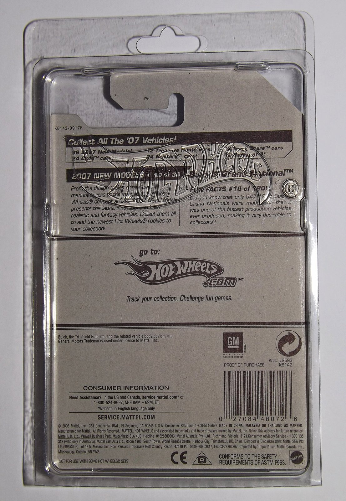 Hot Wheels 2007 New Models 1:64 Scale Black 1987 Buick Grand National Die Cast C Item image 10