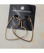 New York &amp; Company Heart Shaped Loop Earrings Gold Tone - £13.02 GBP