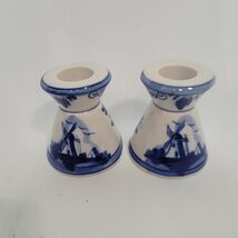 Vintage Delft Blue Windmill Hand Painted Ceramic Taper Candlestick Holde... - $258.65 MXN