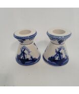 Vintage Delft Blue Windmill Hand Painted Ceramic Taper Candlestick Holde... - €12,10 EUR