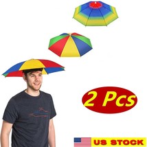 2x Outdoor Foldable Sun Umbrella Hat Golf Fishing Camping Headwear Cap Head Hat - £7.88 GBP