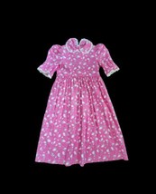 Vintage 80s Laura Ashley Kid/Youth Girl 11-12 Year Pink Rose puff sleeve Dress - £98.90 GBP