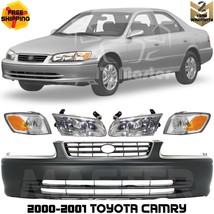 Front Bumper Cover Paintable With Grille &amp; Headlights For 2000-2001 Toyota Camry - £298.66 GBP