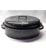 Vintage GRANITEWARE 16&quot; Oval Turkey Roaster With Lid - 8 Quart, NO DINGS... - $39.57