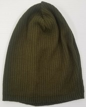 V) Men&#39;s Tall Green Knit Winter Cotton Hat Ribbed Beanie - £6.20 GBP