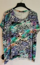 NWT Sample Womens Plus 1X yxl Collection Multicolor Round Neck T-Shirt Top - $18.81