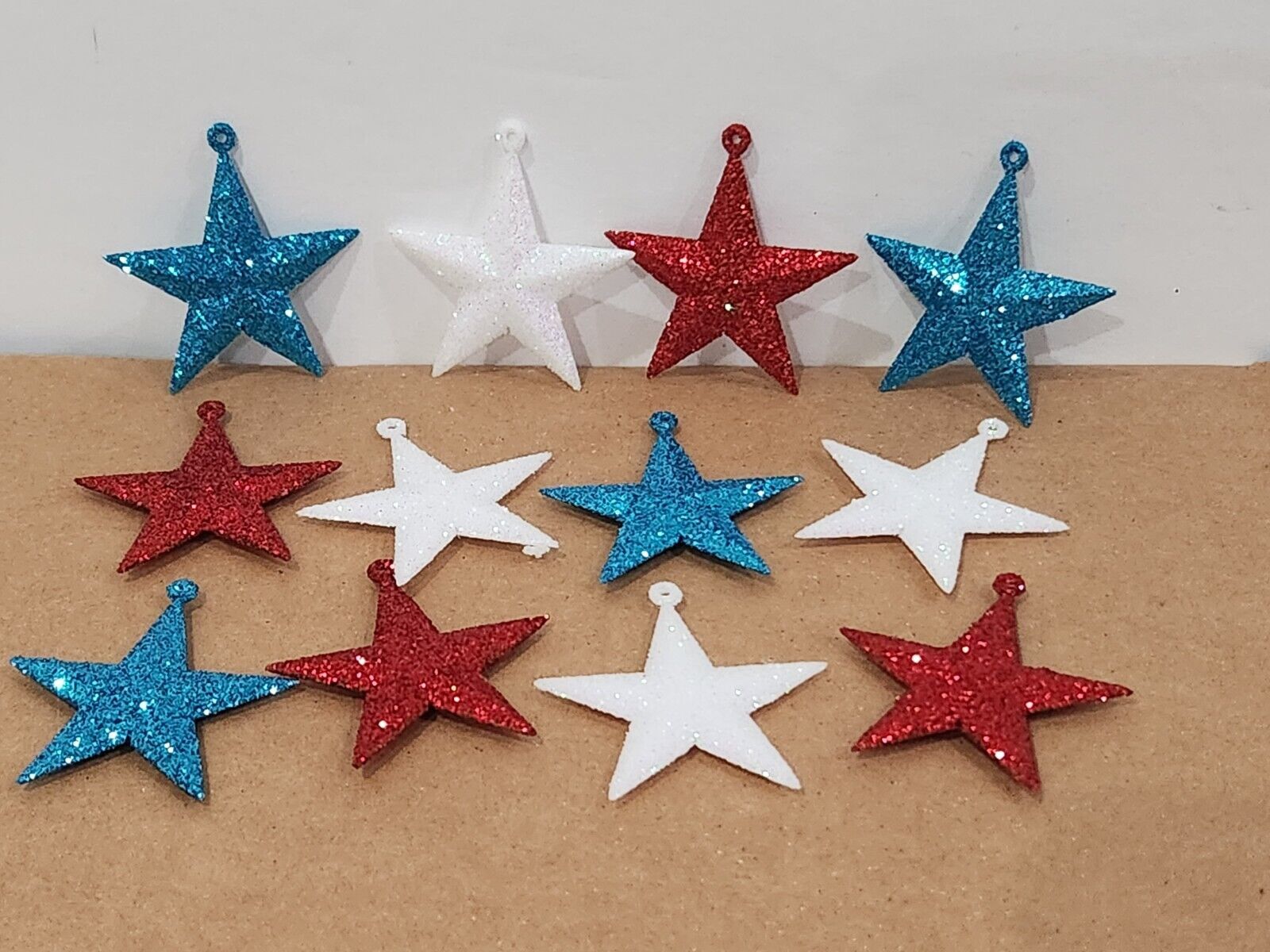 12 MINI Patriotic 4th Of July Plastic Stars Red White Blue Ornaments 1.75&quot; - $11.87