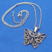 Butterfly Pendant Necklace With Chain Stainless Steel Intricate Design - $11.88