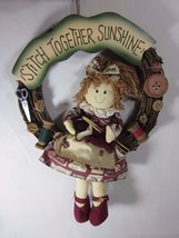 Hand Crafted Large 13&quot; Stitch Together Sunshine Door or Wall Hanging Wreath - $27.71