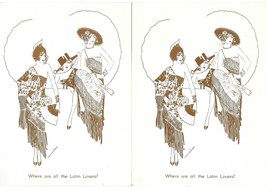 Lot Of 2 Vtg Art Deco Fashion Funny Postcards Print 8x6 Women Girl Flapper Legs - £15.63 GBP
