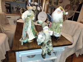 3pc Vintage Christmas Santa Claus &amp; Angel Figurine Decoration Set Victorian - £39.95 GBP