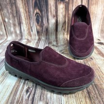 Skechers Go Walk Winter Women Size 10 Burgundy Suede Comfort Shoes Loafers Flats - £30.36 GBP