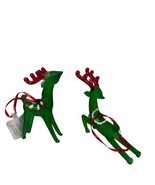 Silvestri Green and Red Glass Reindeer Ornament Set Assorted Gift boxed ... - £15.65 GBP