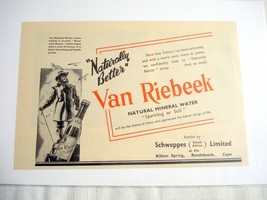 1945 South Africa Ad Van Riebeek Natural Mineral Water Naturally Better - $7.99