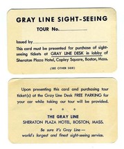 Gray Line Sightseeing Sheraton Plaza Hotel Free Parking Card Copley Boston  - $17.80