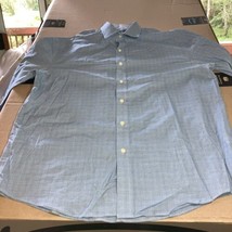 Nautica button down shirt Blue large Stripe Long Sleeve 16 1/2 34/35 Cotton - $11.87