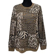 Cathy Daniels Brown Animal Print Pullover Sweater Size Large - £14.93 GBP