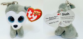 TY Beanie Boos 3&quot; Slush The Husky With Metal Key Clip &amp; Ty Heart Tags, New - £7.70 GBP