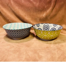 Pair of Certified International 6&quot; Bowls- Geometric Coordinates Series- NEW - £13.29 GBP