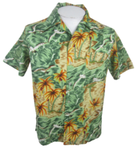 Hawaiian Luau vintage 1970s Men camp shirt p2p 22&quot; S aloha luau tropical floral - £29.59 GBP