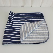 Gerber Navy Blue White Stripe Cotton Flannel Baby Boy Swaddle Receiving ... - £16.61 GBP
