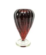 Mark Chapman Studio Hand-Blown Art Glass Vase Red Swirl Ribbed Signed 8.... - $80.70