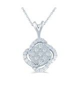 1/4ct tw Diamond Swirl Cushion Cluster Fashion Pendant in Sterling Silve... - £43.09 GBP